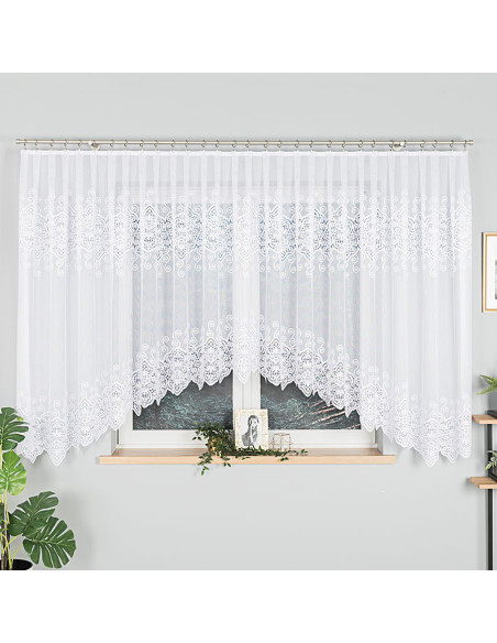 CELINA · Firanka gotowa żakardowa z podcięciem na dole · 500x160 cm · kolor biały