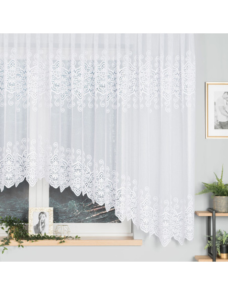 CELINA · Firanka gotowa żakardowa z podcięciem na dole · 500x160 cm · kolor biały