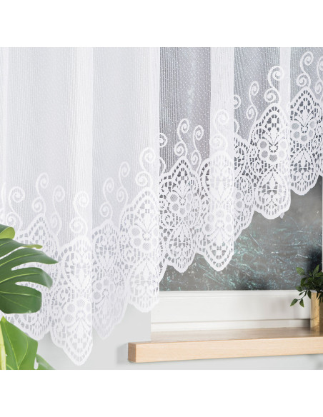 CELINA · Firanka gotowa żakardowa z podcięciem na dole · 500x160 cm · kolor biały