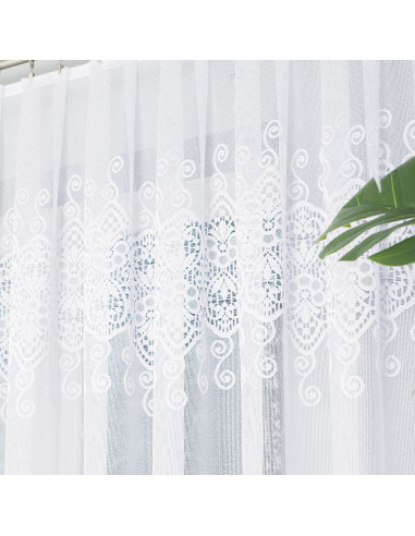 CELINA · Firanka gotowa żakardowa z podcięciem na dole · 500x160 cm · kolor biały