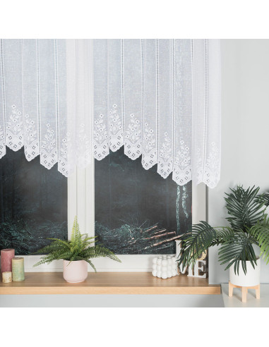 KLEMENTYNA - Firanka gotowa żakardowa z podcięciem na dole - 200x120 cm - kolor biały