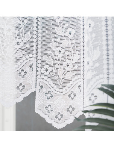 KLEMENTYNA - Firanka gotowa żakardowa z podcięciem na dole - 200x120 cm - kolor biały