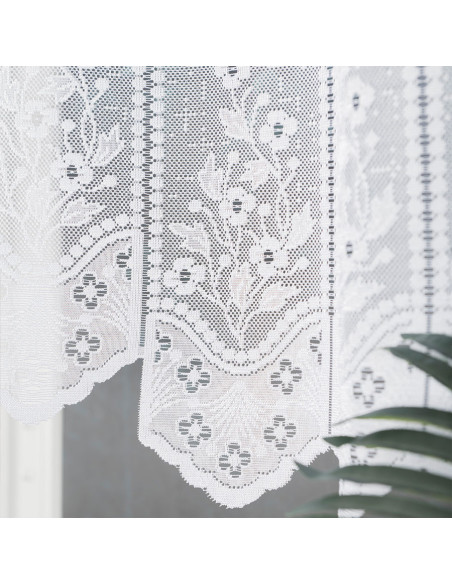KLEMENTYNA - Firanka gotowa żakardowa z podcięciem na dole - 200x120 cm - kolor biały