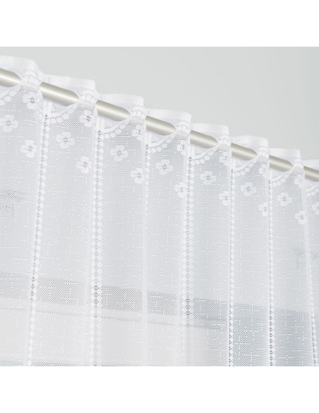 KLEMENTYNA - Firanka gotowa żakardowa z podcięciem na dole - 200x120 cm - kolor biały