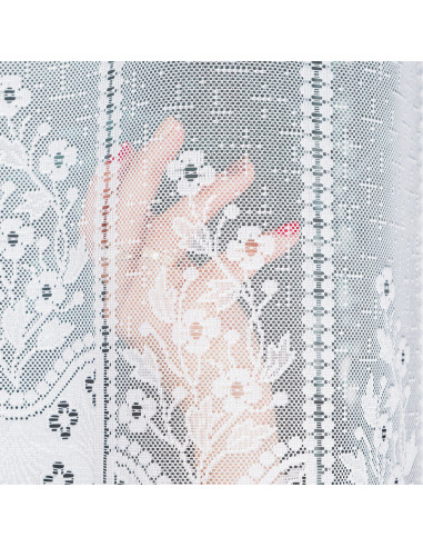 KLEMENTYNA - Firanka gotowa żakardowa z podcięciem na dole - 200x120 cm - kolor biały