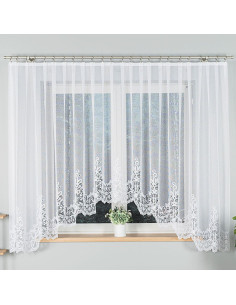 BERENIKA - Firanka gotowa żakardowa z podcięciem na dole - 400x170 cm - kolor biały