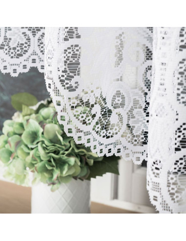 BERENIKA - Firanka gotowa żakardowa z podcięciem na dole - 400x170 cm - kolor biały