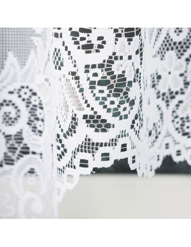 BERENIKA - Firanka gotowa żakardowa z podcięciem na dole - 400x170 cm - kolor biały