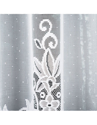 BERENIKA - Firanka gotowa żakardowa z podcięciem na dole - 400x170 cm - kolor biały