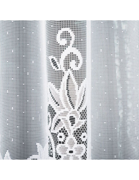 BERENIKA - Firanka gotowa żakardowa z podcięciem na dole - 400x170 cm - kolor biały