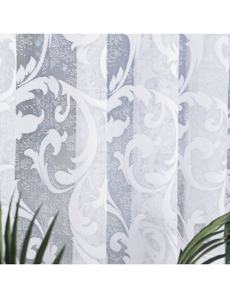 LEOKADIA · firanka gotowa z podcięciem · biała · ornamenty · 400x155