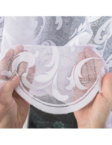 LEOKADIA · firanka gotowa z podcięciem · biała · ornamenty · 400x155