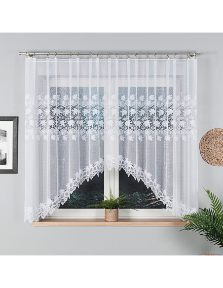 ELŻBIETA · Firanka gotowa żakardowa z podcięciem na dole · 310x160 cm · kolor biały