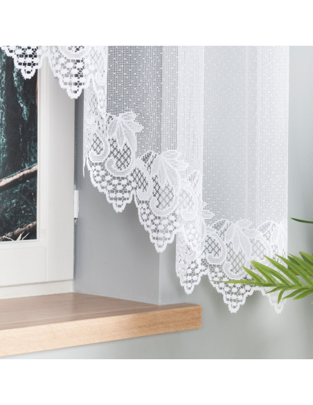 ELŻBIETA · Firanka gotowa żakardowa z podcięciem na dole · 310x160 cm · kolor biały