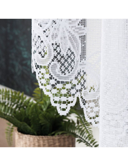 ELŻBIETA · Firanka gotowa żakardowa z podcięciem na dole · 310x160 cm · kolor biały