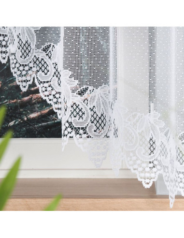 ELŻBIETA · Firanka gotowa żakardowa z podcięciem na dole · 310x160 cm · kolor biały