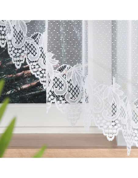 ELŻBIETA · Firanka gotowa żakardowa z podcięciem na dole · 310x160 cm · kolor biały