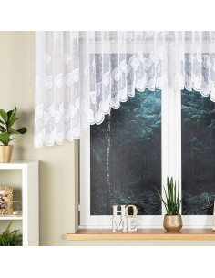NORA - Firanka gotowa żakardowa z podcięciem na dole - 400x100 cm - kolor biały 2