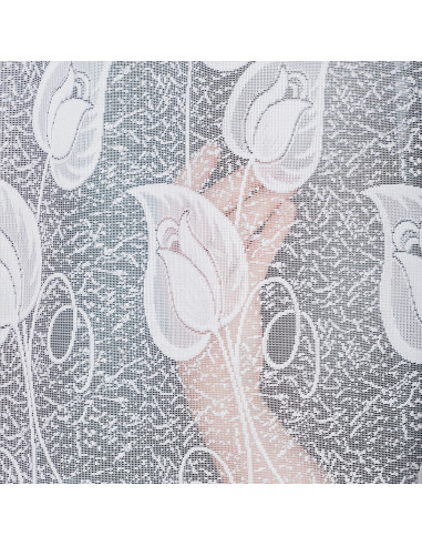 NORA - Firanka gotowa żakardowa z podcięciem na dole - 400x100 cm - kolor biały