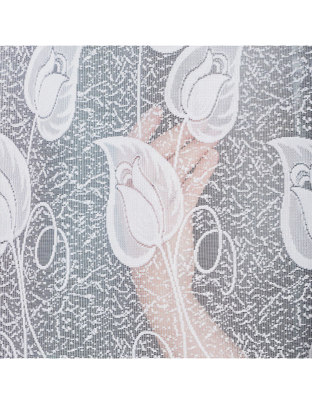 NORA - Firanka gotowa żakardowa z podcięciem na dole - 400x100 cm - kolor biały