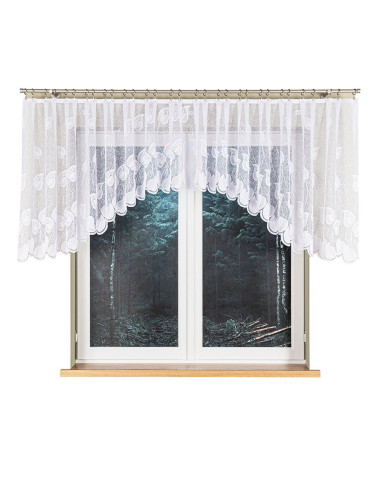 NORA - Firanka gotowa żakardowa z podcięciem na dole - 400x100 cm - kolor biały
