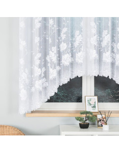 BOŻENA · firanka gotowa z podcięciem · biała · kwiaty · 300x160 2