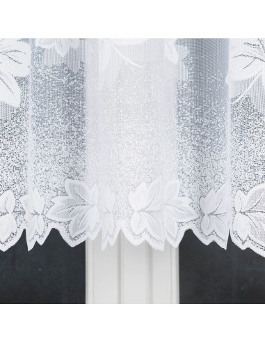 BOŻENA · firanka gotowa z podcięciem · biała · kwiaty · 300x160