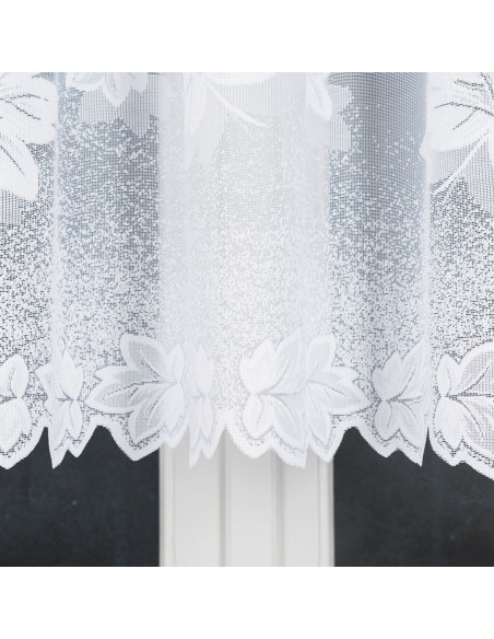 BOŻENA · firanka gotowa z podcięciem · biała · kwiaty · 300x160