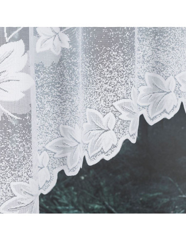 BOŻENA · firanka gotowa z podcięciem · biała · kwiaty · 300x160