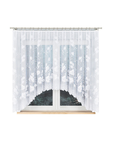 BOŻENA · firanka gotowa z podcięciem · biała · kwiaty · 300x160