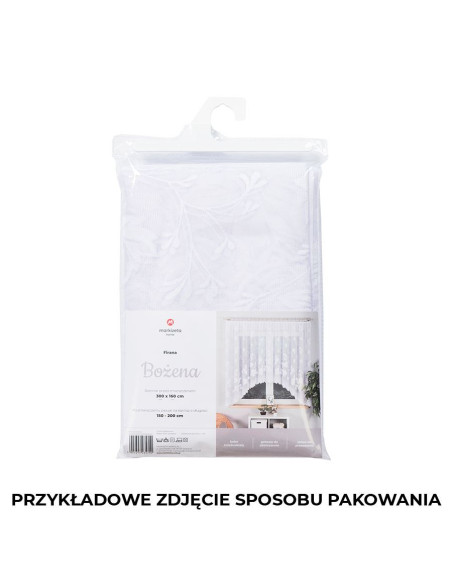 BOŻENA · firanka gotowa z podcięciem · biała · kwiaty · 300x160