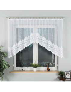 LUCYNA - Firanka gotowa żakardowa z podcięciem na dole - 250x120 cm - kolor biały
