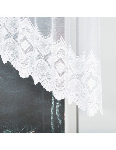 LUCYNA - Firanka gotowa żakardowa z podcięciem na dole - 250x120 cm - kolor biały