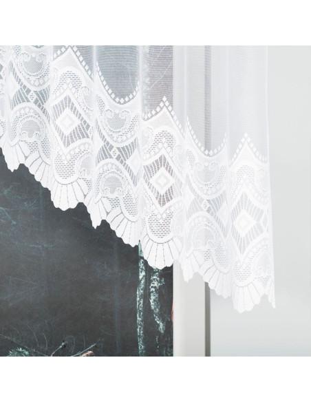 LUCYNA - Firanka gotowa żakardowa z podcięciem na dole - 250x120 cm - kolor biały