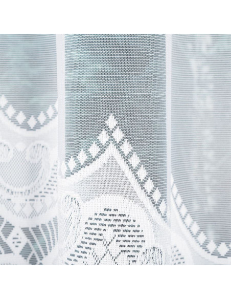 LUCYNA - Firanka gotowa żakardowa z podcięciem na dole - 250x120 cm - kolor biały