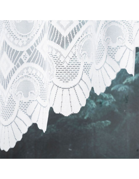 LUCYNA - Firanka gotowa żakardowa z podcięciem na dole - 250x120 cm - kolor biały