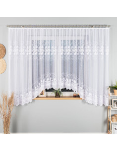 JOWITA · firanka gotowa z podcięciem · biała · pasy poziome · 520x180 cm