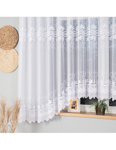 JOWITA · firanka gotowa z podcięciem · biała · pasy poziome · 520x180 cm