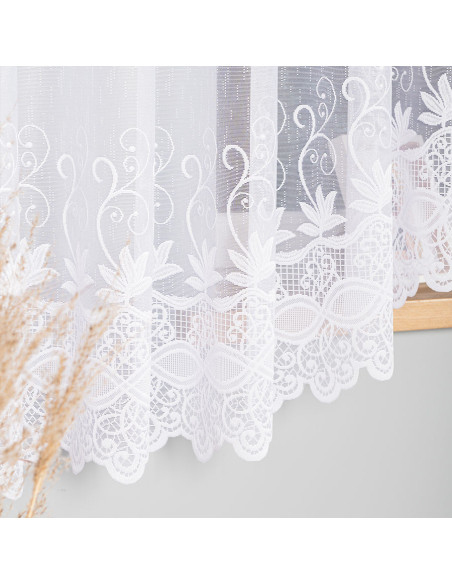 JOWITA · firanka gotowa z podcięciem · biała · pasy poziome · 520x180 cm