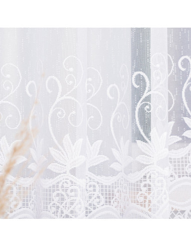 JOWITA · firanka gotowa z podcięciem · biała · pasy poziome · 520x180 cm