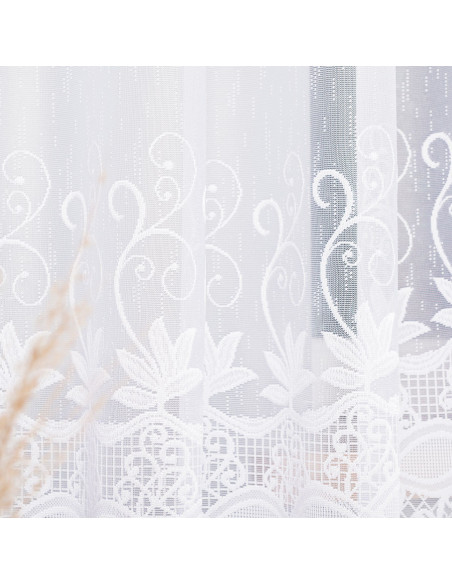 JOWITA · firanka gotowa z podcięciem · biała · pasy poziome · 520x180 cm