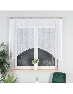 ZUZANNA - Firanka gotowa żakardowa z podcięciem na dole - 250x130 cm - kolor biały