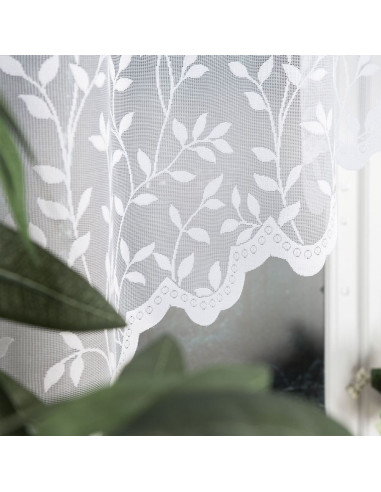 ZUZANNA - Firanka gotowa żakardowa z podcięciem na dole - 250x130 cm - kolor biały