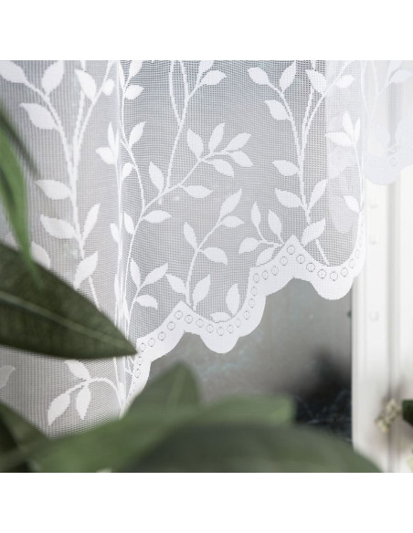 ZUZANNA - Firanka gotowa żakardowa z podcięciem na dole - 250x130 cm - kolor biały