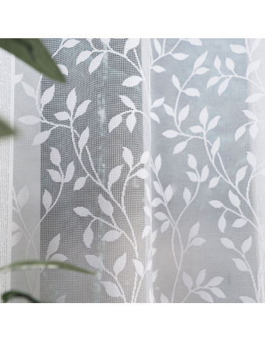 ZUZANNA - Firanka gotowa żakardowa z podcięciem na dole - 250x130 cm - kolor biały