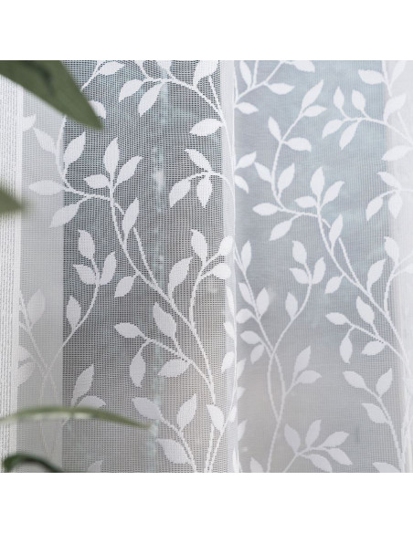 ZUZANNA - Firanka gotowa żakardowa z podcięciem na dole - 250x130 cm - kolor biały