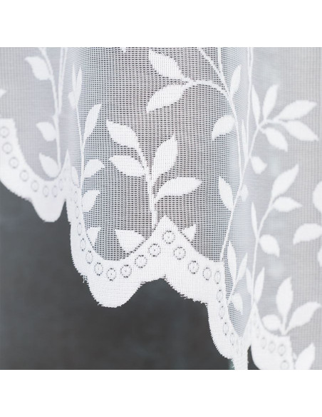 ZUZANNA - Firanka gotowa żakardowa z podcięciem na dole - 250x130 cm - kolor biały