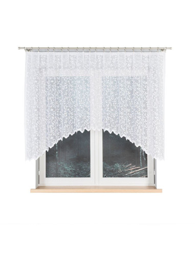 ZUZANNA - Firanka gotowa żakardowa z podcięciem na dole - 250x130 cm - kolor biały