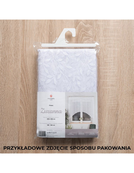 ZUZANNA - Firanka gotowa żakardowa z podcięciem na dole - 250x130 cm - kolor biały