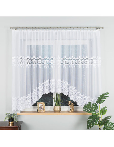 DARIA · firanka gotowa z podcięciem · biała · klasyczny wzór · 300x160